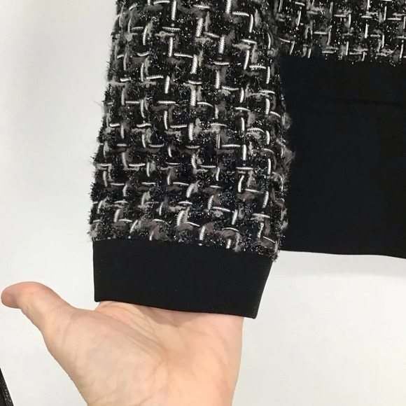 Peter Nygard Women’s Boucle Metallic Weave Blazer Career Black & Silver Size 10P - Picture 6 of 8